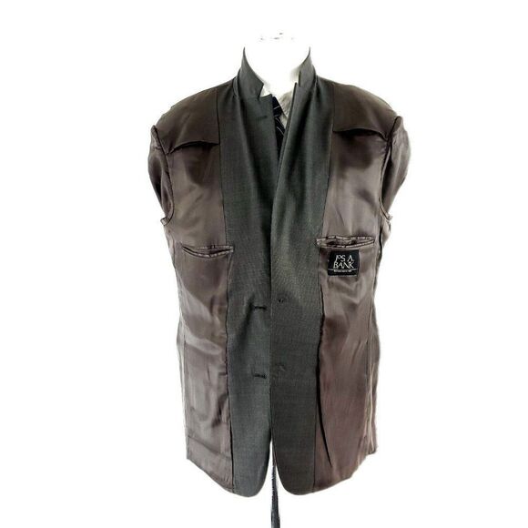 Jos A Bank Wool 2 Button Blazer 40R Gren‎ Beige Birdseye - Picture 9 of 10